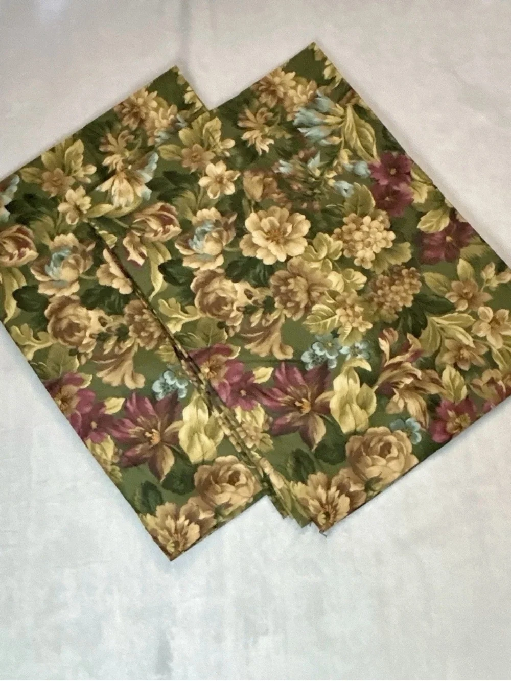 Vintage Lauren Ralph Lauren Edgefield Floral Twin Flat Sheet Cotton Green Gold